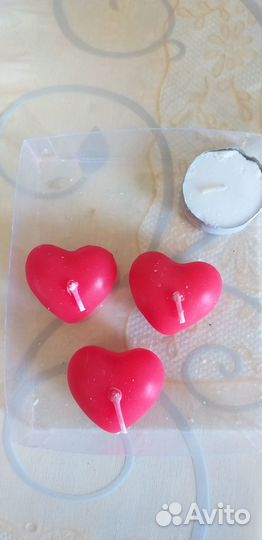 Свечки сердечки, 3 шт. 4х4 см