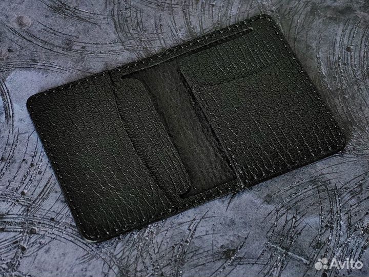 Мини-бумажник из натуральной кожи. Ручная работа