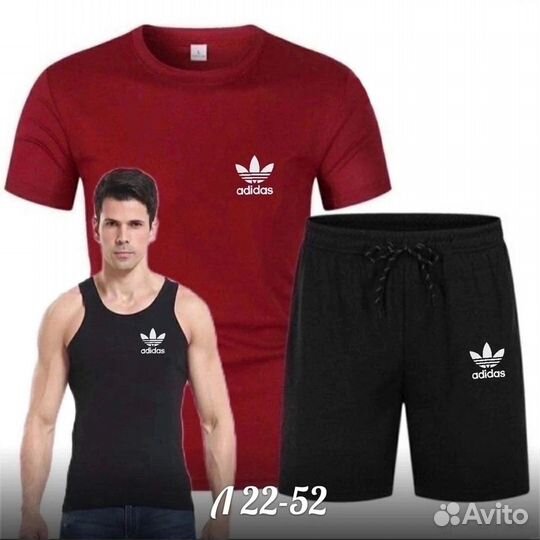 Костюм 3в1 adidas майка футболка и шорты