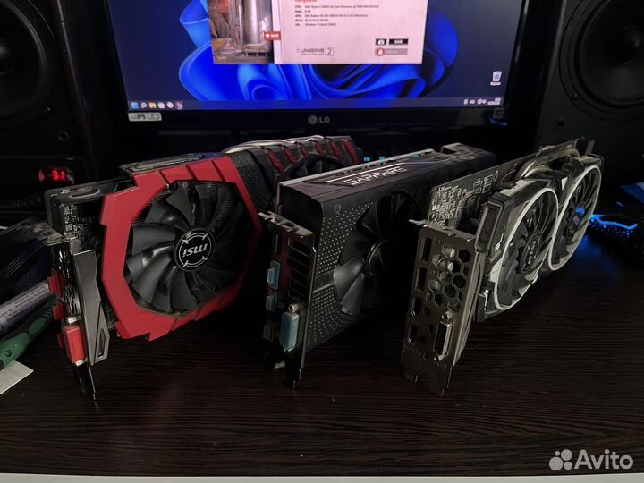 Видеокарты 580 8gb 3штк