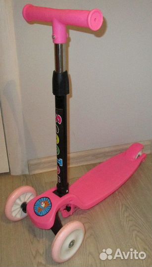 Самокат детский 3-колесный розовый