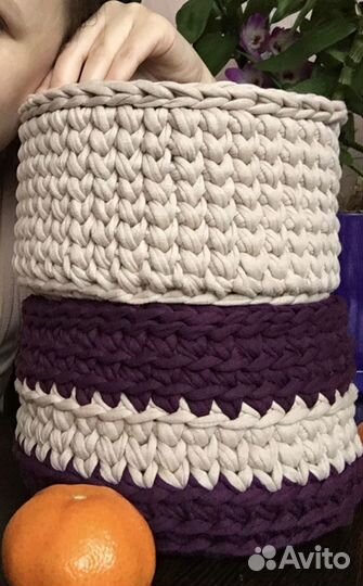 Корзинка из трикотажной пряжи