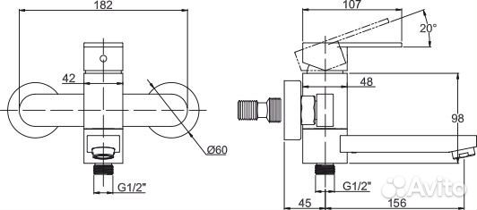 Смеситель для ванны kaiser 34022-L