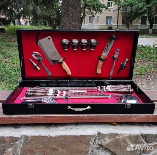 Шашлычный набор шампура тесак нож