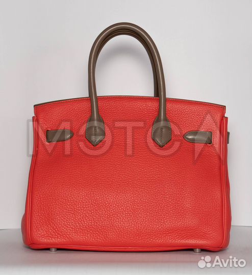 Сумка Hermes коричнево-коралловая Rose Jaipur/Argi