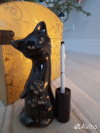 Кошка статуэтка подставка керамическая, глазурь