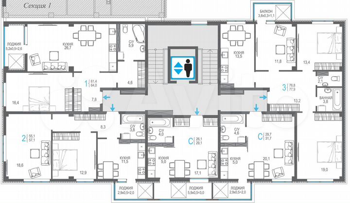 2-к. квартира, 57,6 м², 2/9 эт.
