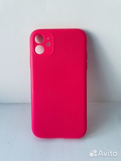 Чехол на iPhone 11 цвет фуксия (ярко розовый )