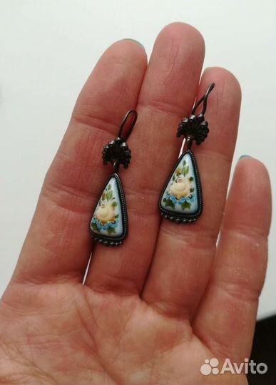 Серьги советская финифть