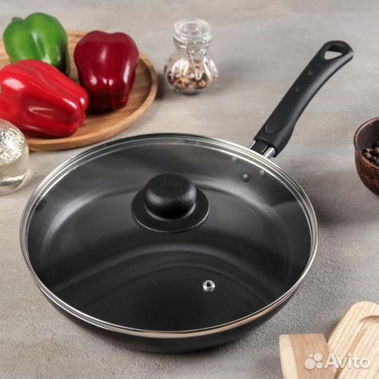 Сковорода Consul, d26 см, пластиковая ручка, стекл