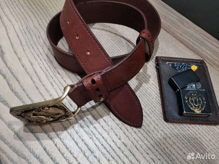 Мужской кожаный ремень ручной работы