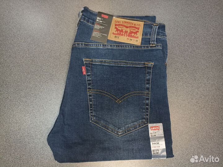 Джинсы Levis 511 синие с потертостью