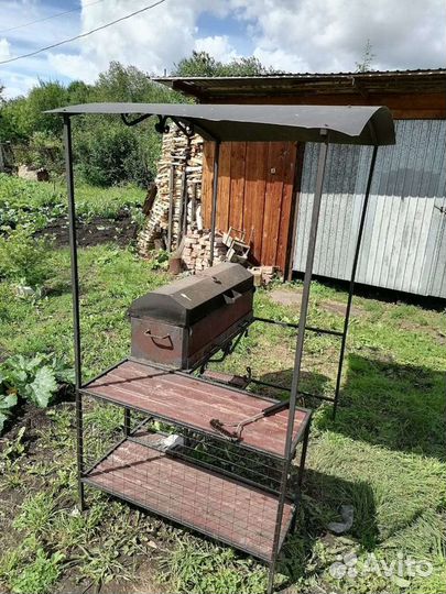 Мангал барбекю с крышей разборный