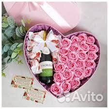 Коробка с цветами из мыла