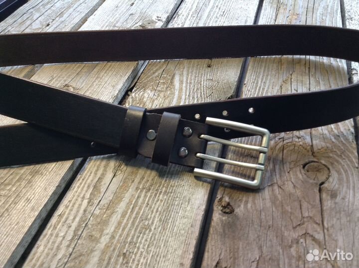 Ремень мужской кожаный с двухшпеньковой пряжкой
