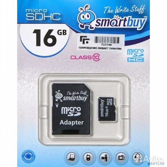 Micro SecureDigital 16Gb Smartbuy SB16gbsdcl10-01 Micro sdhc Class 10, SD adapter