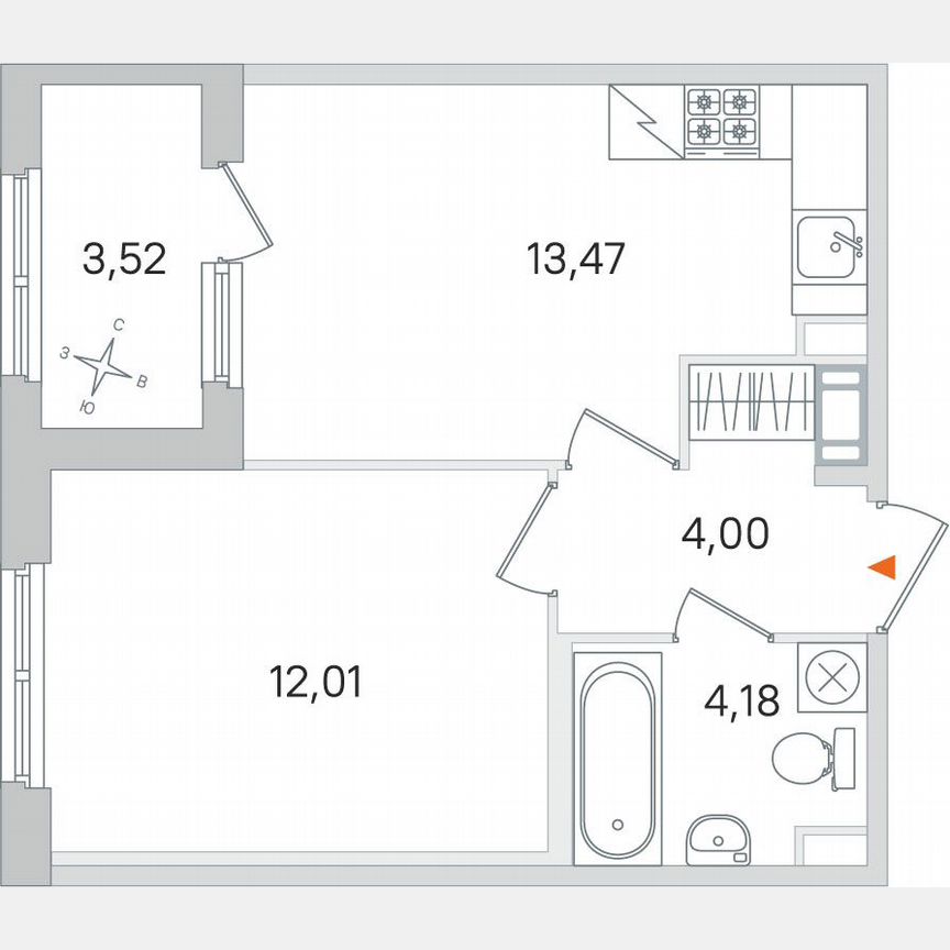 1-к. квартира, 35,4 м², 4/4 эт.