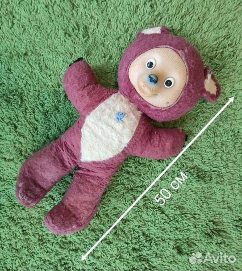 Игрушка СССР медведь плюшевый резиновая морда