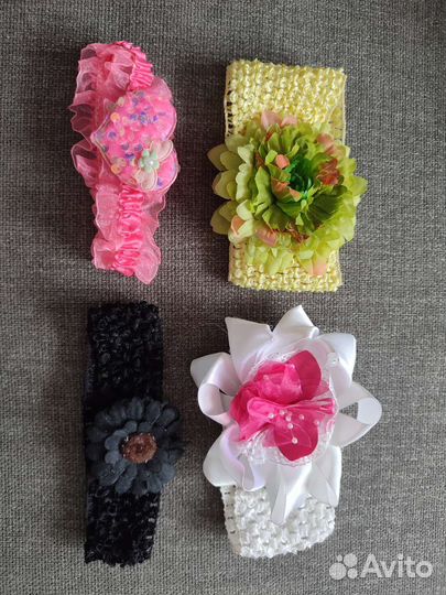 Повязка на голову для девочки, 4 шт