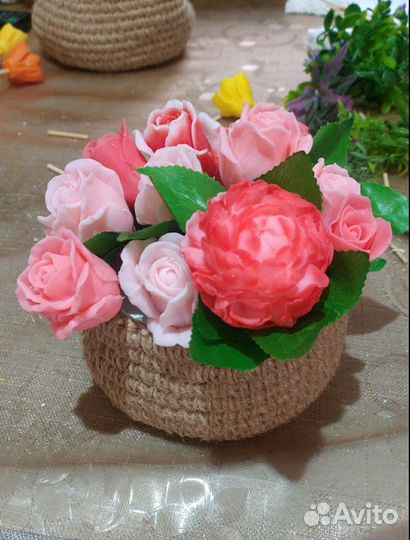 Букет роз из мыла