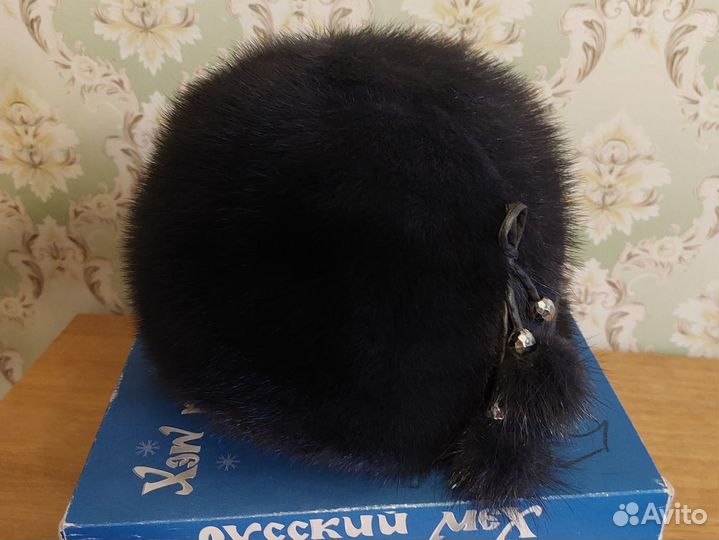 Шапка норковая женская р-р 56, темно-серая