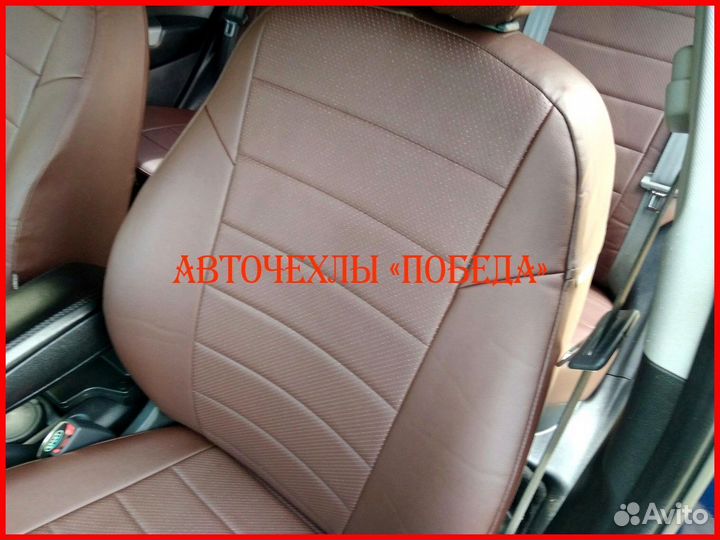 Чехлы Kia Rio 3 седан из экокожи шоколадные Класси