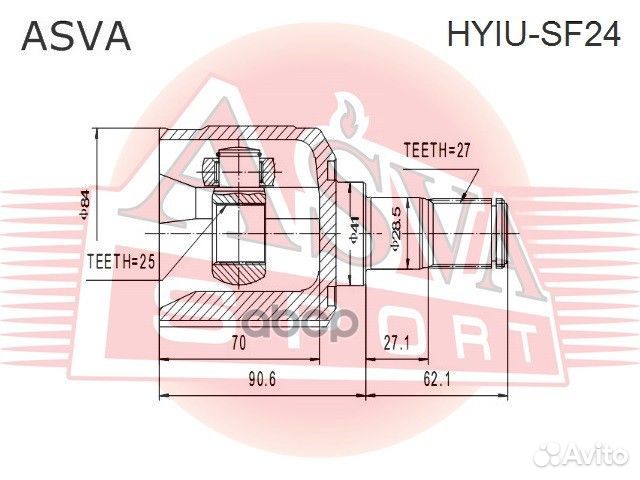 Шрус внутренний hyundai/ santa FE 2000-2006/25*