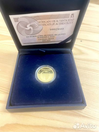 100 евро золото Испания 2009 чм по Футболу 2010