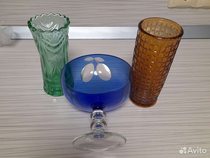 Вазочка СССР цветное стекло, неман