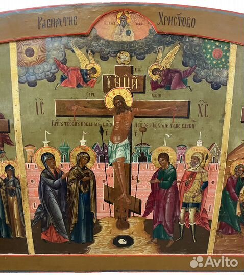 Икона Храмовая старинная Страсти Господни 19 век