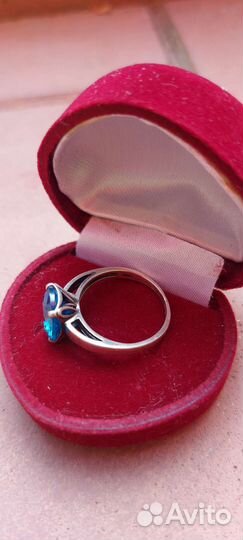 Серебряное кольцо с голубым топазом 925 СССР