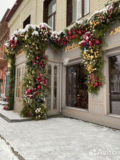 Новогоднее оформление домов, фотозон