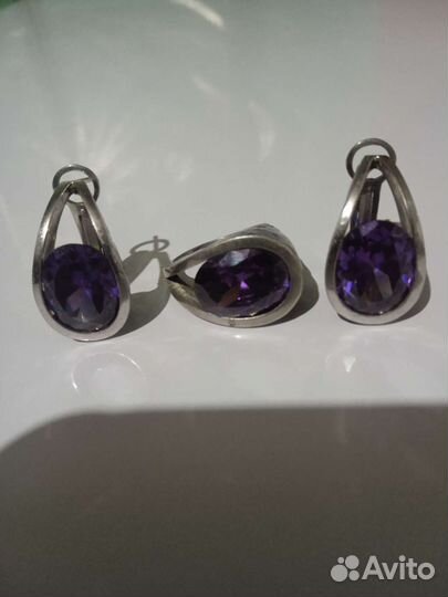 Серебрянный Комплект- Кольцо и серьги