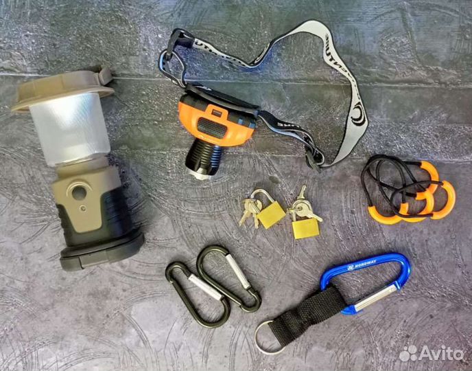 Туризм: посуда, фонари, пряжки, карабины, вкладыш