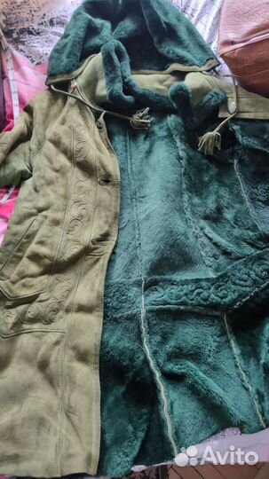 Дублёнка зеленая женская