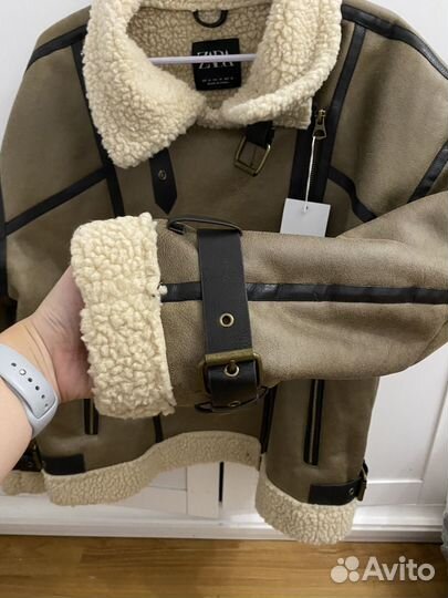 Дубленка Zara бежевая