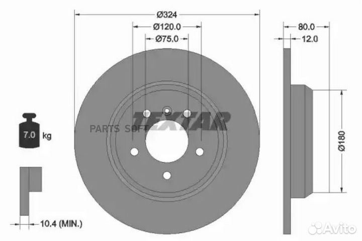 Textar 92107403 Тормозной диск