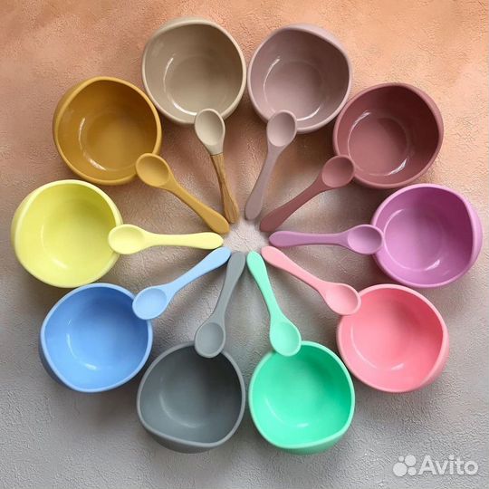 Набор детская силиконовой посуды: чаша и ложка