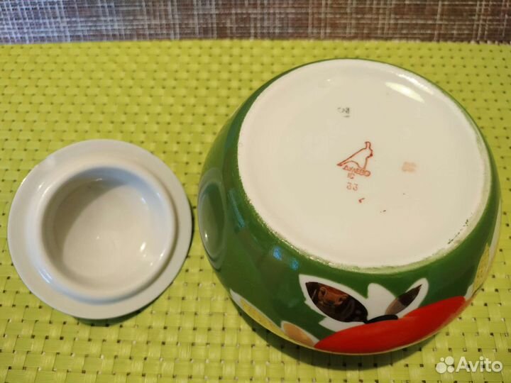 Сахарница Дулево Розы на зеленом