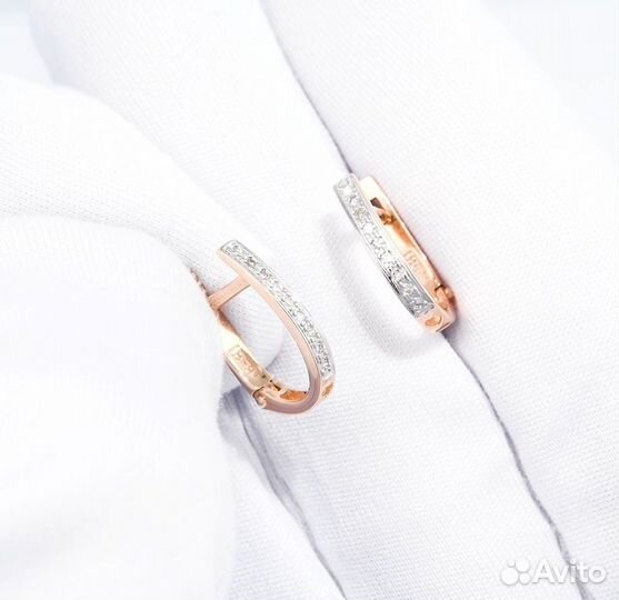 Золотые серьги 585 с бриллиантами новые