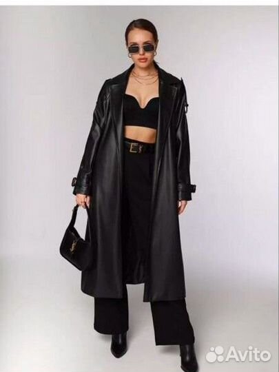 Кожаный плащ экокожа