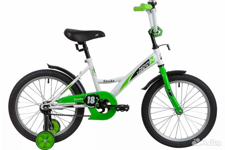 Детский велосипед Novatrack strike 18” белый-зелё