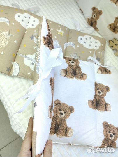 Бортики в кроватку полный комплект с коконом