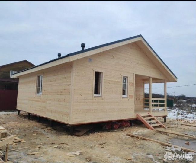 Каркасный дачный домик8х8