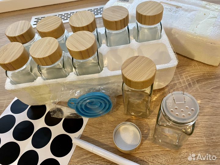 Баночки для специй стеклянные 10 шт набор баночек