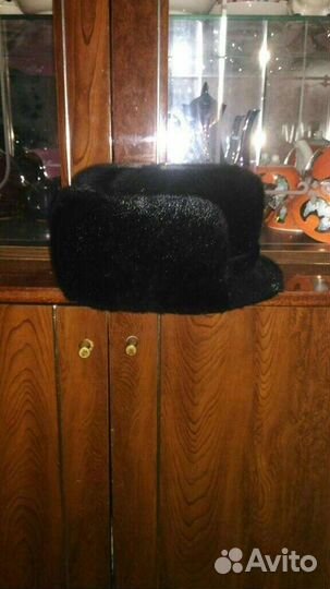 Норковая шапка мужская черная