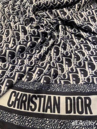 Платок хлопковый с вискозой Dior синий с голубым