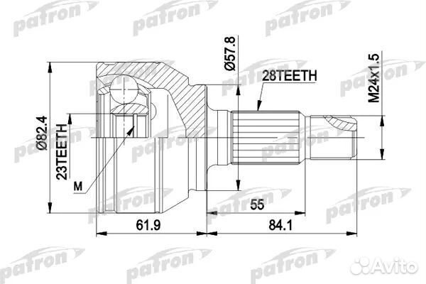 Patron PCV1514 шрус наружн к-кт 28x57.8x24 rover 7