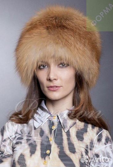 Шапка новая из натурального меха лиса песец