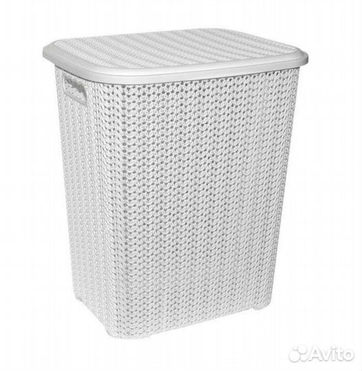 Корзина д/белья 40л. Вязь белая. Новая